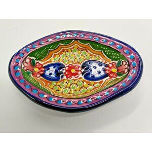 Oval Serving Dish Signed Ocotlan Pue. Mexico EUC. 7 1/4" x 5 1/4"